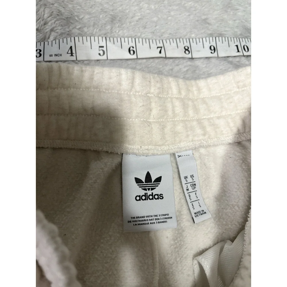Adidas‎ Mens Striped Light Gray Fleece Joggers Size Small Sweatpants Drawstring